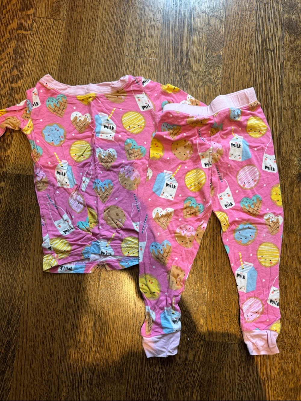 Little Sleepies Pink Milk & Cookies Pajama Set with Yellow and Blue Accents